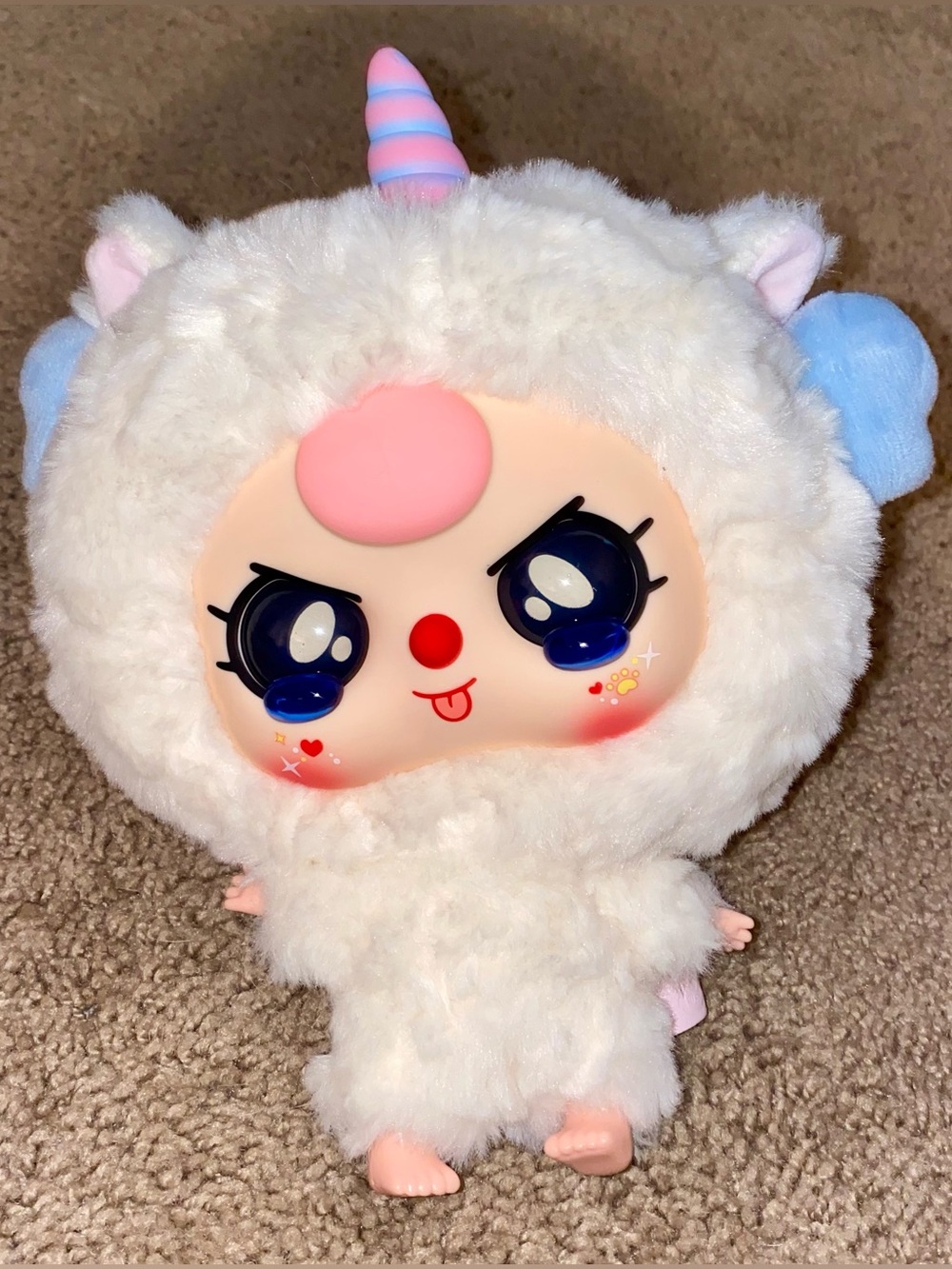 Baby Three Big Head Baby Zipper Bag plush Unicorn Special Eyes